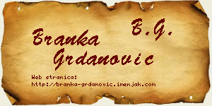 Branka Grdanović vizit kartica